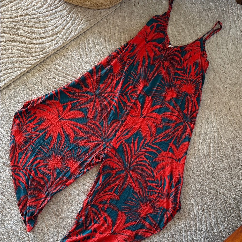 PJ Salvage Tropical Red and Green Women’s One Piece L